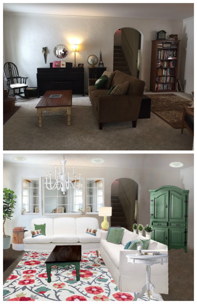 Kristen's Living room before and after
