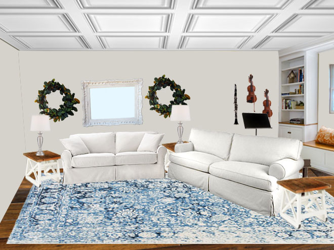 Living Room Rug View blue rug