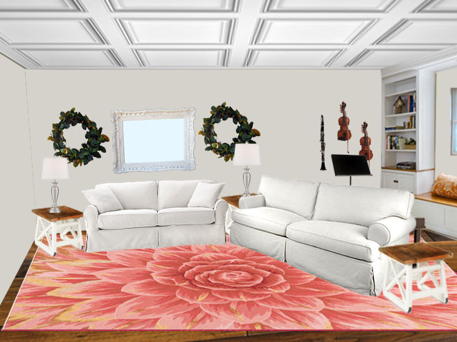 Living Room Rug View terracotta flower