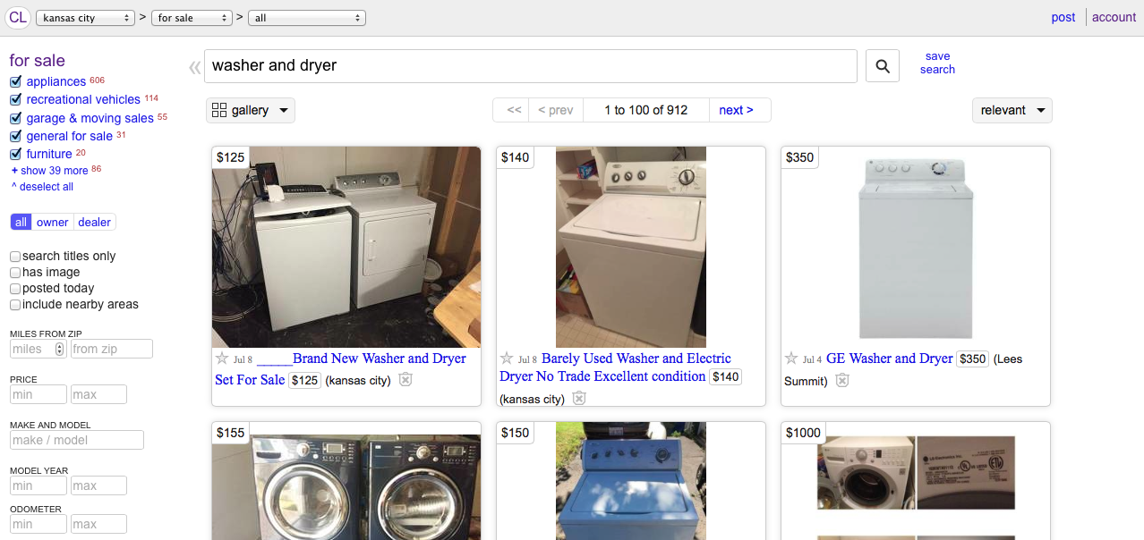 craigslist washer