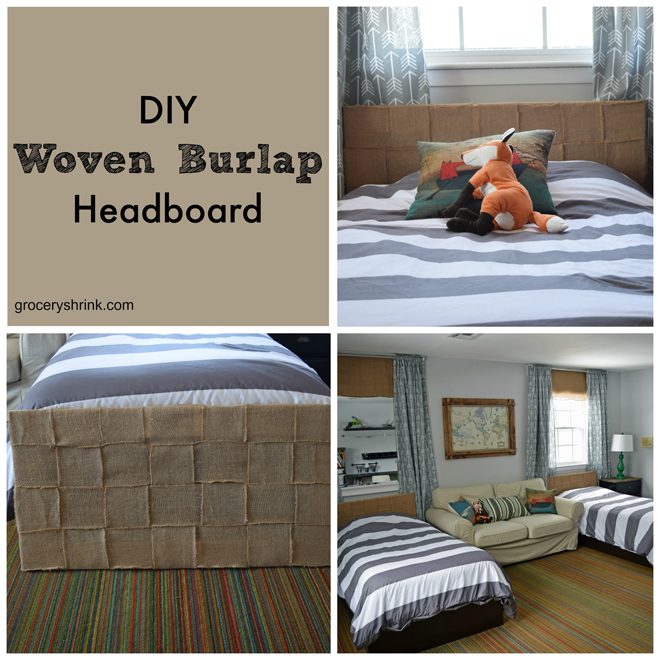 DIY Woven Burlap Headboard