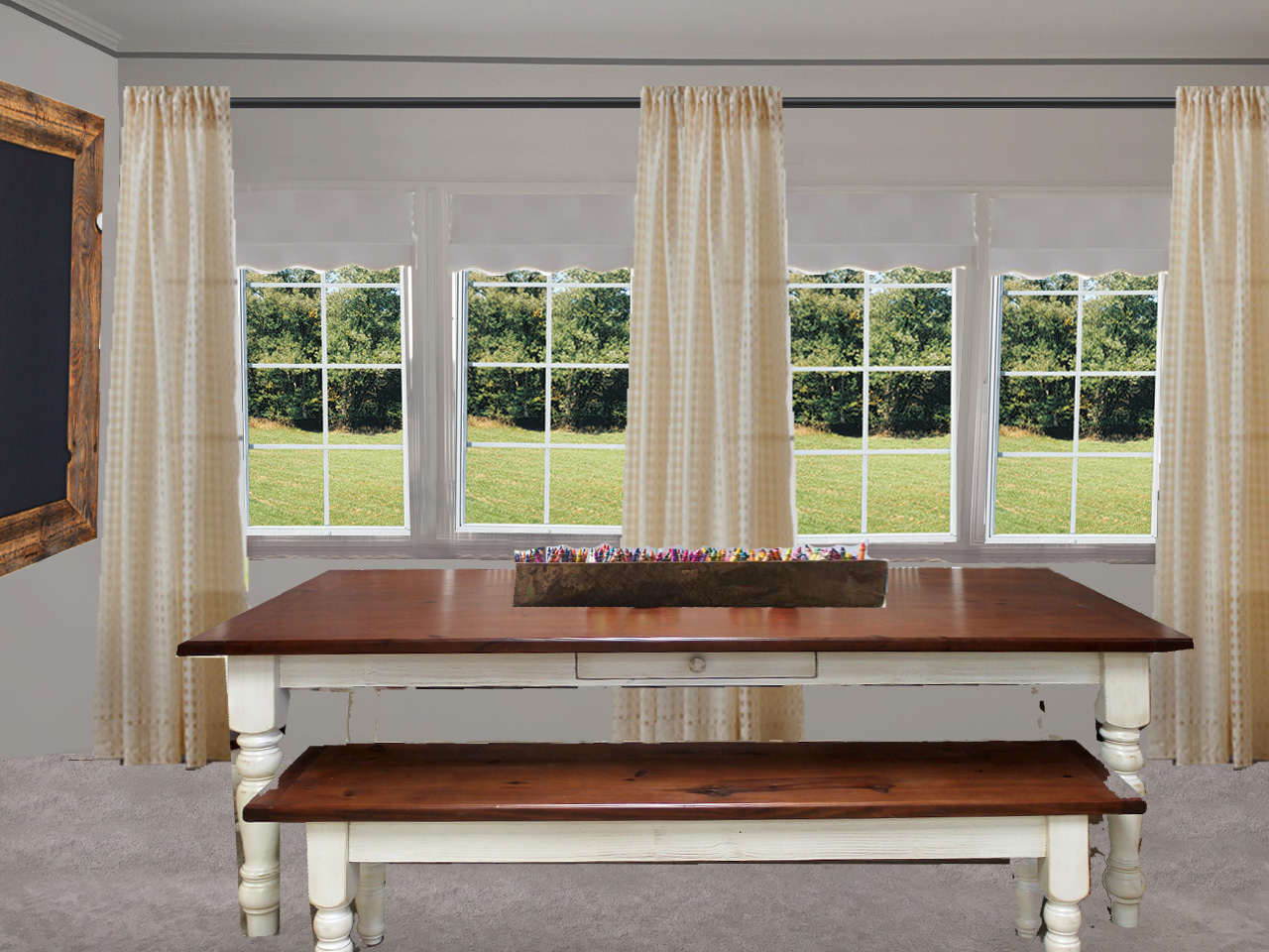 Sunroom School Room_white table
